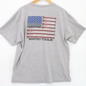 Vintage Matco Tools Shirt Mens Gray Short Sleeve Big Logo Graphic Cotton 2XL